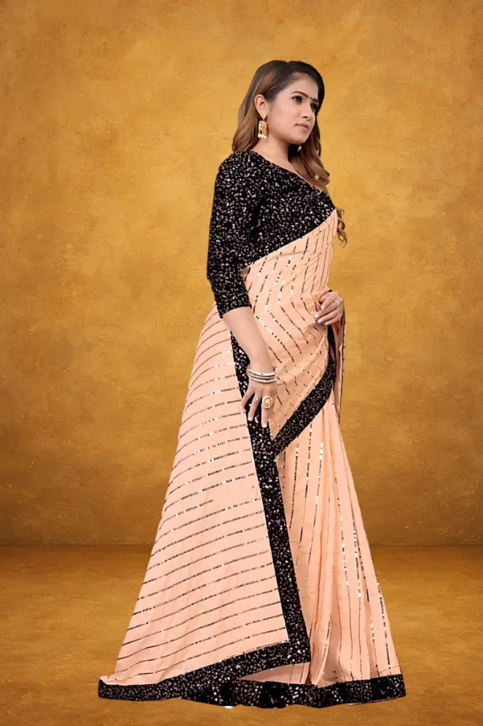 attiris peach sequin saree (4).webp