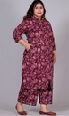 Women's Plus Size Cotton Printed Kurta Set, Magenta