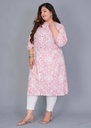 Women's Plus Size Cotton Printed Straight Kurta