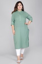Women's Plus Size Cotton Printed Straight Kurta, Green