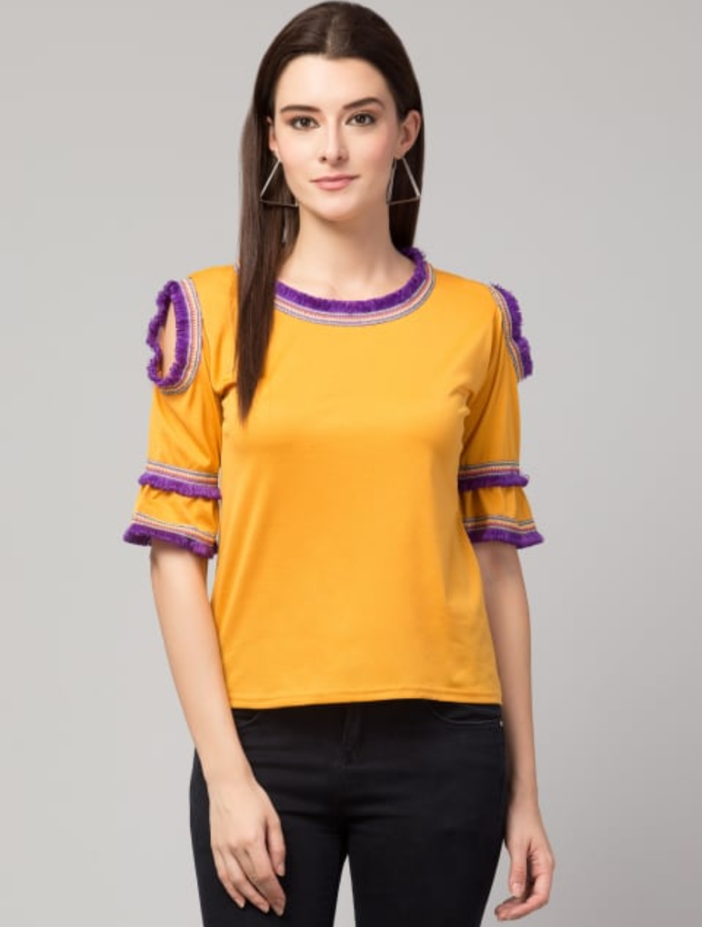 [TOP002.1] Women's Rayon Solid Top, Yellow (S)