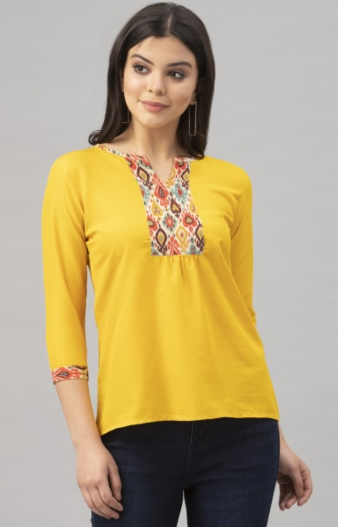 [WES149.1] Women's Crepe Top, Yellow (S)