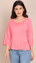 Women's Viscose Peplum Top, Pink