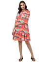 Women's Polyester Printed Fit and Flare Dress