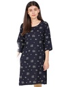 Women's Cotton Printed Straight Kurta, Blue