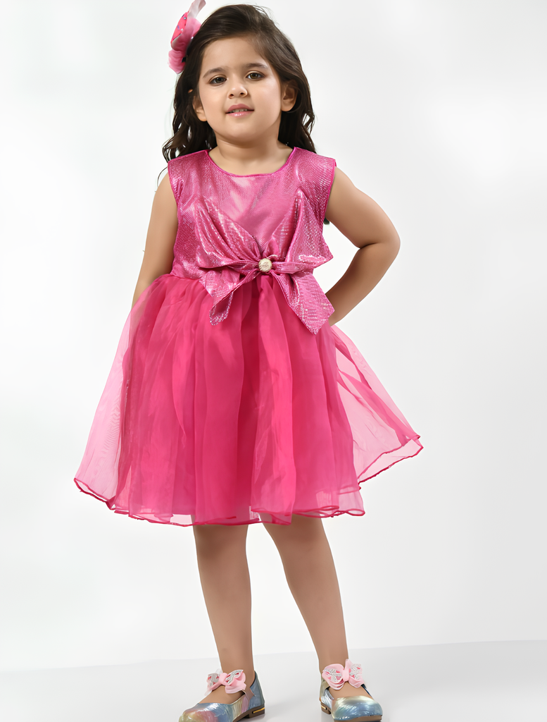 [GDRE003.5] Girl's Satin Knee Length Sleeveless Dress (10-11 Years)