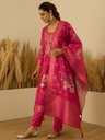 Women's Silk Blend Straight Kurta Pant Set with Dupatta, Pink