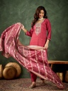 Women's Silk Blend Straight Kurta Pant Set with Dupatta
