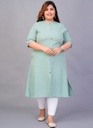 Women's Plus Size Cotton Printed Straight Kurta, Green