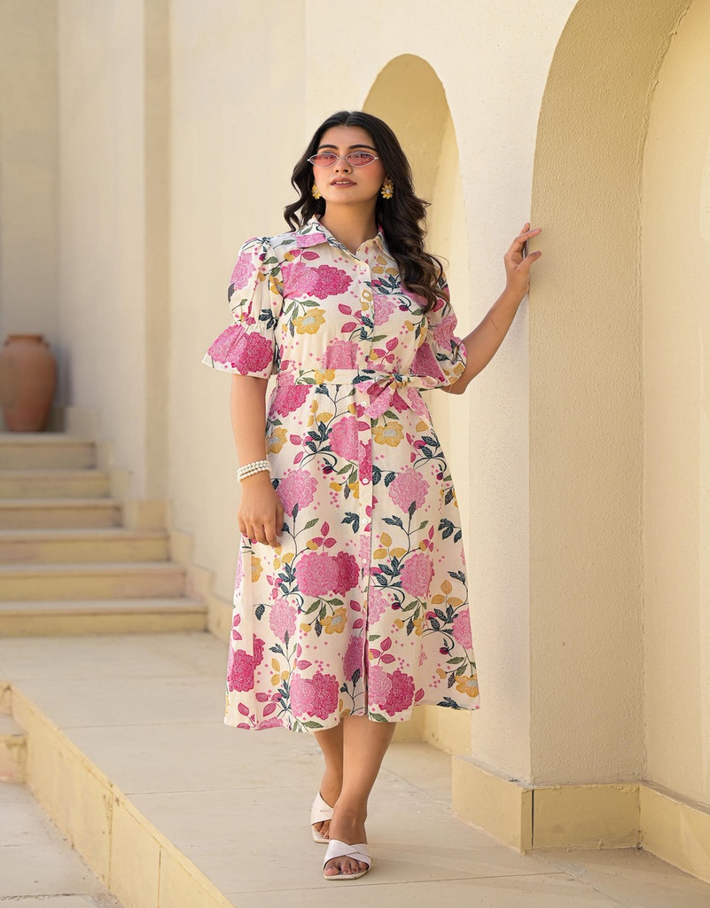 Women's Georgette Printed A Line Dress, Multi