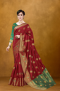 Women's Silk Blend Zari Woven Saree, Maroon