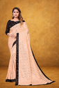 Women's Silk Blend Sequined Saree, Peach