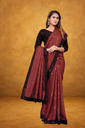Women's Silk Blend Sequined Saree, Red