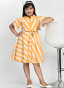 Girl's Cotton Printed Dress, Yellow